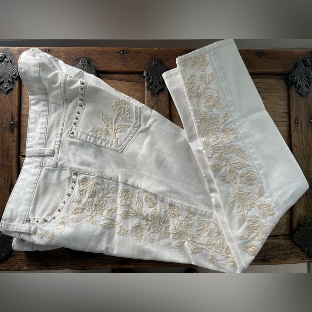 Isabel Marant White Skinny Jeans with Lace / Size 8
